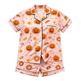 thumbnail image 5 of jiaxiM Sleepwear, Pjs, Halloween 2 Piece Set Women, Pumpkin Graphic Short Sleeve Button Down Pajama Shorts Set Soft Casual Nightwear for Daily Wear, 5 of 5