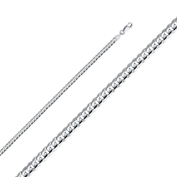 Dimaya Fine Jewelry 14K White Gold 4-mm Regular Concave Cuban Chain Bracelet