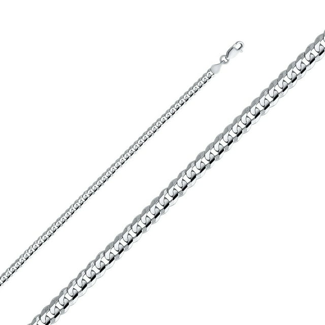 Dimaya Fine Jewelry Bracelet Chaîne Cubaine Concave Régulier en Or Blanc 14K 4-mm