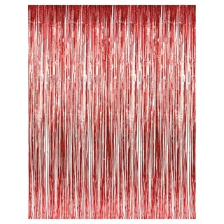 Red Fringe Curtains Party Streamers Backdrop - Foil Tinsel Curtain Cortinas  para Fiestas Decoracion Backdrop for Stranger Theme Birthday Party  Christmas Valentines Day Party Decor 