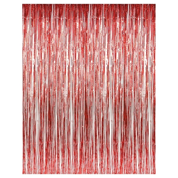 3' x 8' Red Tinsel Foil Fringe Door Window Curtain Party Decoration