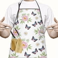 thumbnail image 2 of Pioneer Flower Floral Print Pattern Cotton Linen Apron with Pockets, Waterproof Adjustable, 33x27 Inch for Kitchen, Gardening, BBQ, Salon, 2 of 6