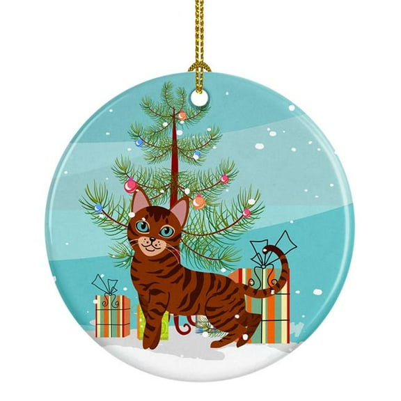 Carolines Treasures BB4434CO1 Toyger Cat Merry Christmas Tree Ceramic Ornament