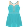 thumbnail image 4 of Hansber Kids Girls Sleeveless Patchwork Lyrical Dress Gymnastics Leotard Skirted Sparkle Modern Dance Costume Blue Green 6, 4 of 6