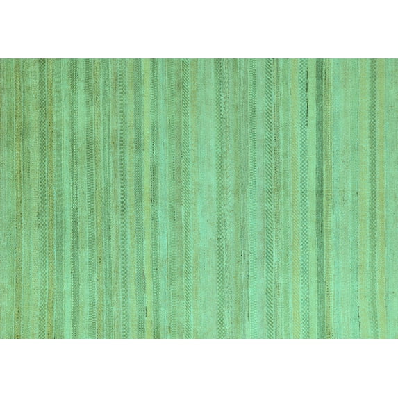 Ahgly Company Machine Washable Indoor Rectangle Solid Turquoise Blue Modern Area Rugs, 2' x 5'