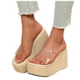 thumbnail image 1 of Sandales à Plateforme Colorées pour Femmes, Transparentes, à Brides, à Enfiler, Sandales Compensées, Bout Ouvert Clair, Mules d'Été pour la Plage, Rouges, Taille 6,5, 1 of 8
