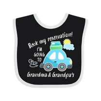 Inktastic Book My Reservation I'm Going to Grandma and Grandpa's Boys or Girls Baby Bib