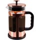 thumbnail image 1 of Cafetera de prensa francesa, vidrio engrosado resistente al frío y al calor mejorado con sistema de filtración de acero inoxidable de 4 niveles para preparar café y té, grande de 1000 ml (34 oz), oro, 1 of 6