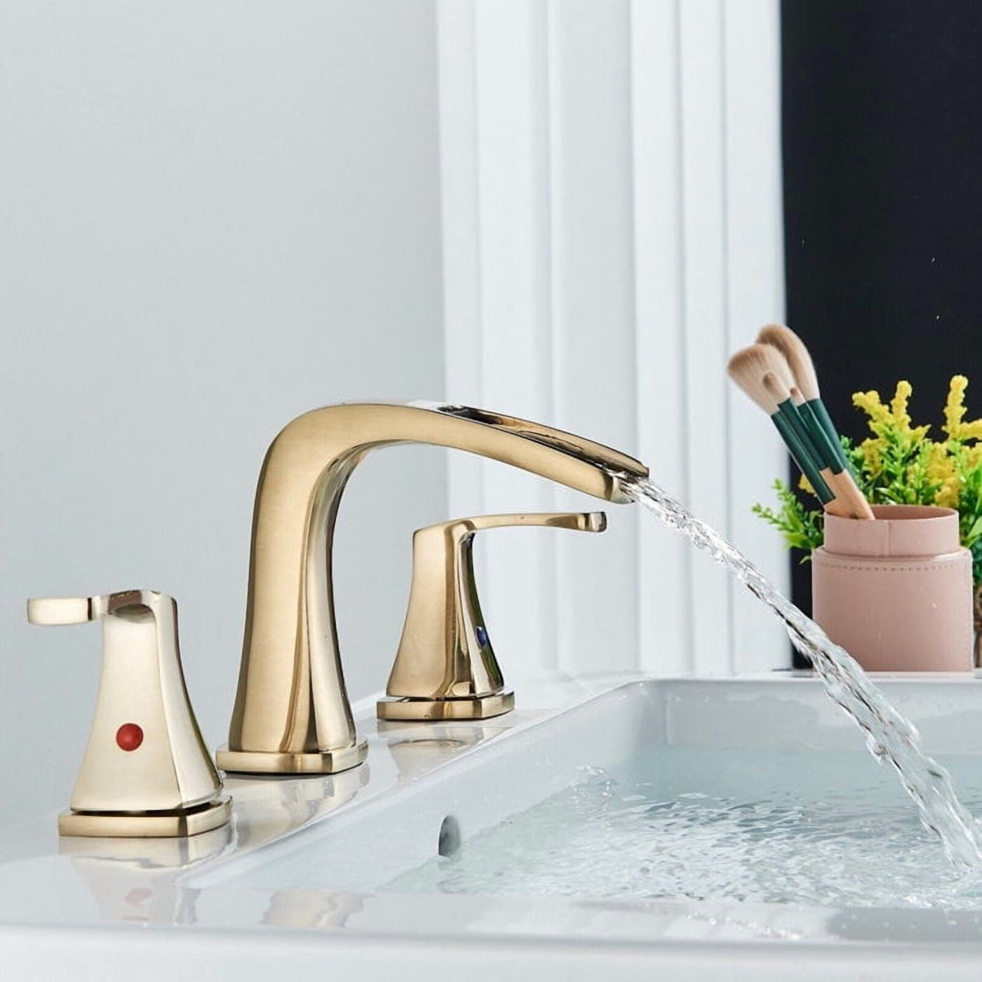 Brushed Gold 8"Widespread Bathroom Sink Faucet 3Hole 2Handle Basin Mixer w/Drain
