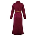 thumbnail image 5 of IWRICH Women's Suede Leather Dress Fall Long Sleeve Lapel Button Maxi Shirt Dress with Belt L, 5 of 5