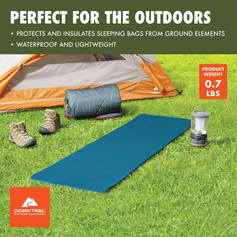 Ozark Trail Waterproof Blue Foam Sleeping Pad for Camping