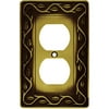 DISCONTINUED Brainerd Leaf and Vine Single-Duplex Wall Plate, Tumbled Antique Brass