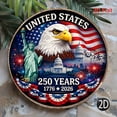 thumbnail image 5 of United States th Anniversary Round Aluminum Sign - Bald Eagle & Patriotic Landmarks Wall Decor, 1pc, 8" Wall Art Metal Sign, For Porch, Garden, Bedroom, Room, Home, Ideal Gifts, Weather, 2D Flat, 5 of 7