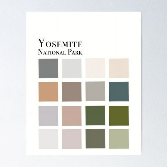 Minimalist Yosemite National Park color palette Poster, 8x12 UNFRAMED