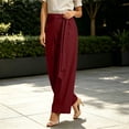 thumbnail image 5 of FEIIBMOYRIA Women's Dress Pants Smooth Drape Elegant High Waist Wrap Front Tie Wide Leg Pants Loose Elegant Daily Office Business Casual Culottes, 5 of 6
