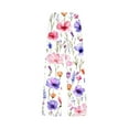 thumbnail image 5 of lcziwo Clearance Sale, Women's High Waist Cropped Yoga Pants Summer Casual Drawstring Straight Linen Capri Pants Fashion Floral Print Capris Pants with Pockets Multicolor XXL, 5 of 6