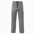 thumbnail image 6 of HFHAPW Boy's Casual Baggy Cargo Pants Elastic Waist Workout Sweatpants Joggers(Grey,13-14 Y), 6 of 6