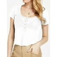 thumbnail image 2 of SSLR Crop Tops for Women Short Sleeve T Shirts Waffle Ribbed Henley Scoop Neck Tee Shirts, 2 of 7