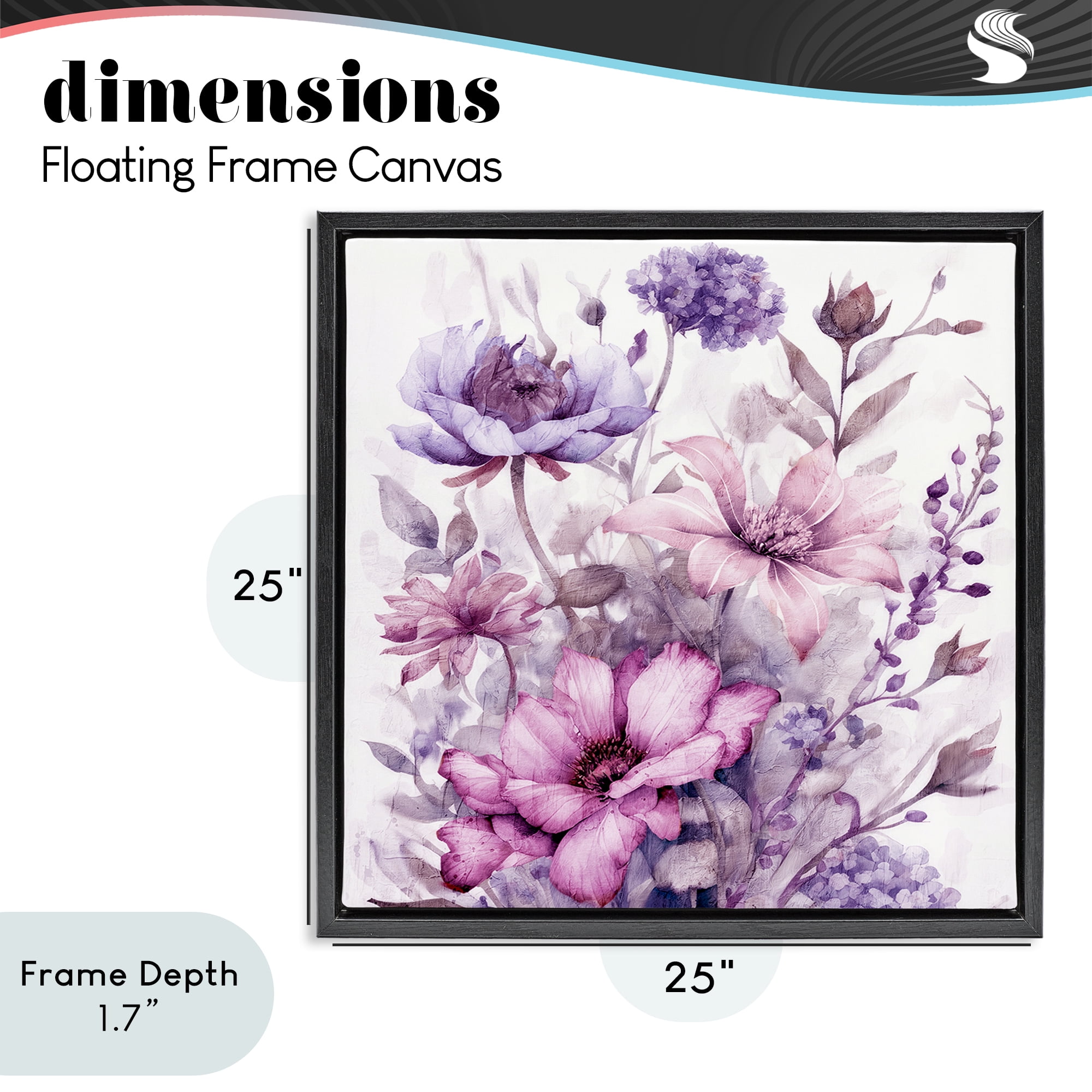 Stupell Industries Purple & Blush Florals Black Framed Floater Canvas Wall Art, design by Kim Allen