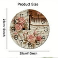 thumbnail image 2 of ZXCXRQFa Roses On A Piano Silent Non Ticking Wooden Clock 10 Inch, Round Wall Clock,Decorative for Living Room, Kitchen, Home,Bathroom, Bedroom, Office or School, 2 of 7