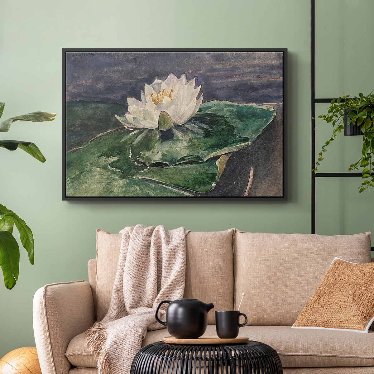 Vintage Botanical Print-LX By Wexford Home Framed in Black Wood Gallery Wrapped Canvas 25 in. x 37 in.