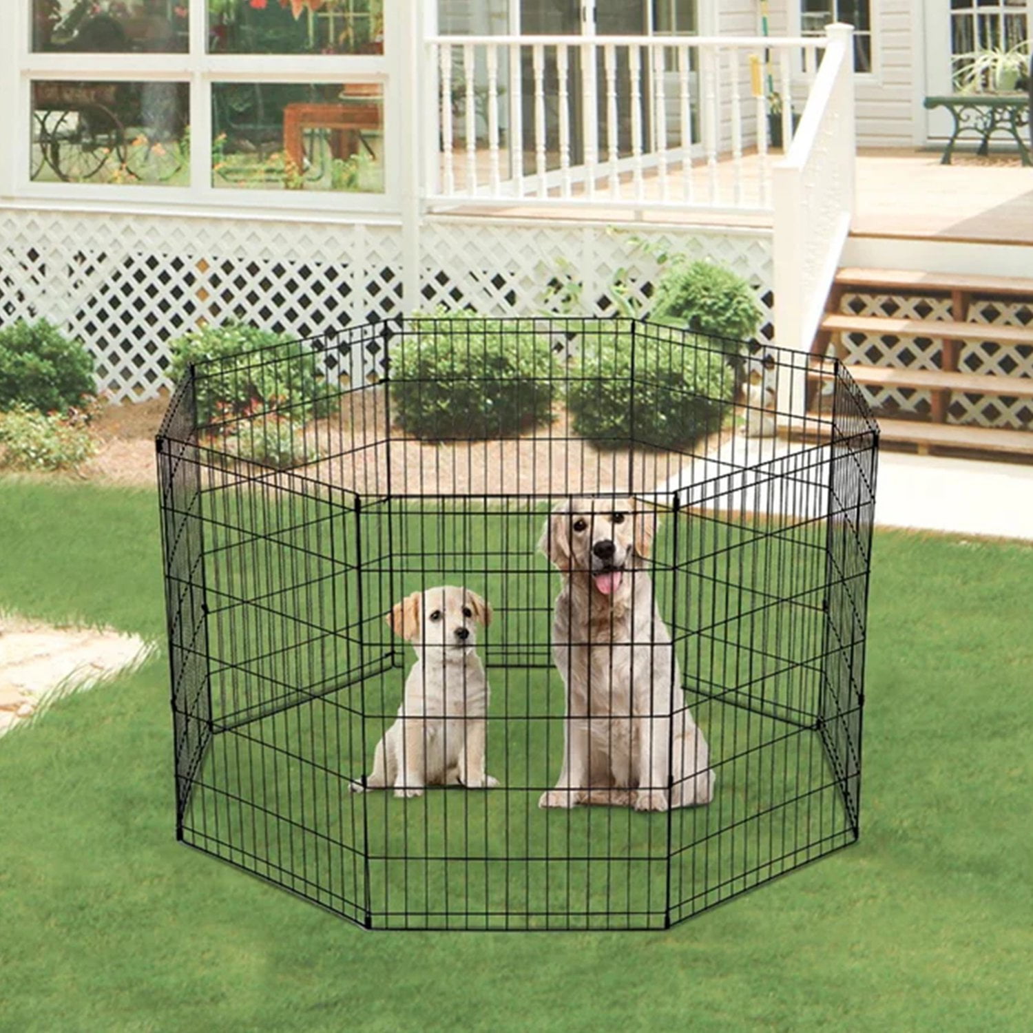 Niamvelo 48 Dog Pen Portable Adjustable Shape 8 Panel Pet Playpen Dog Exercise Pens With Metal Buckle Indoor Outdoor Dog Enclosures Black Black