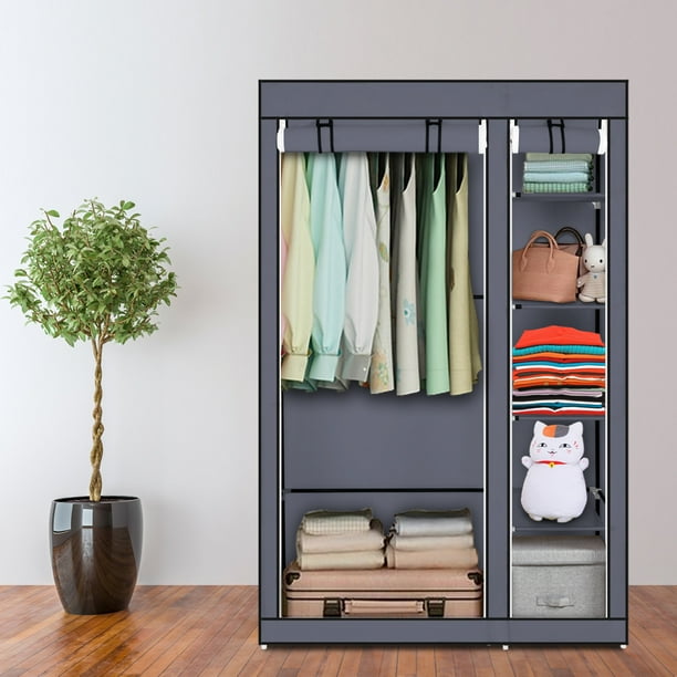 67" Portable Clothes Closet Wardrobe with Nonwoven Fabric and Hanging