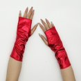 thumbnail image 3 of Fingerless Metallic Gloves for Cosplay, Shiny Opera Style Long Gloves with Reflective Coating, Glitter Costume Accessories for Role Play, Elegant Evening Gloves for Adults and Performance Events Red, 3 of 5