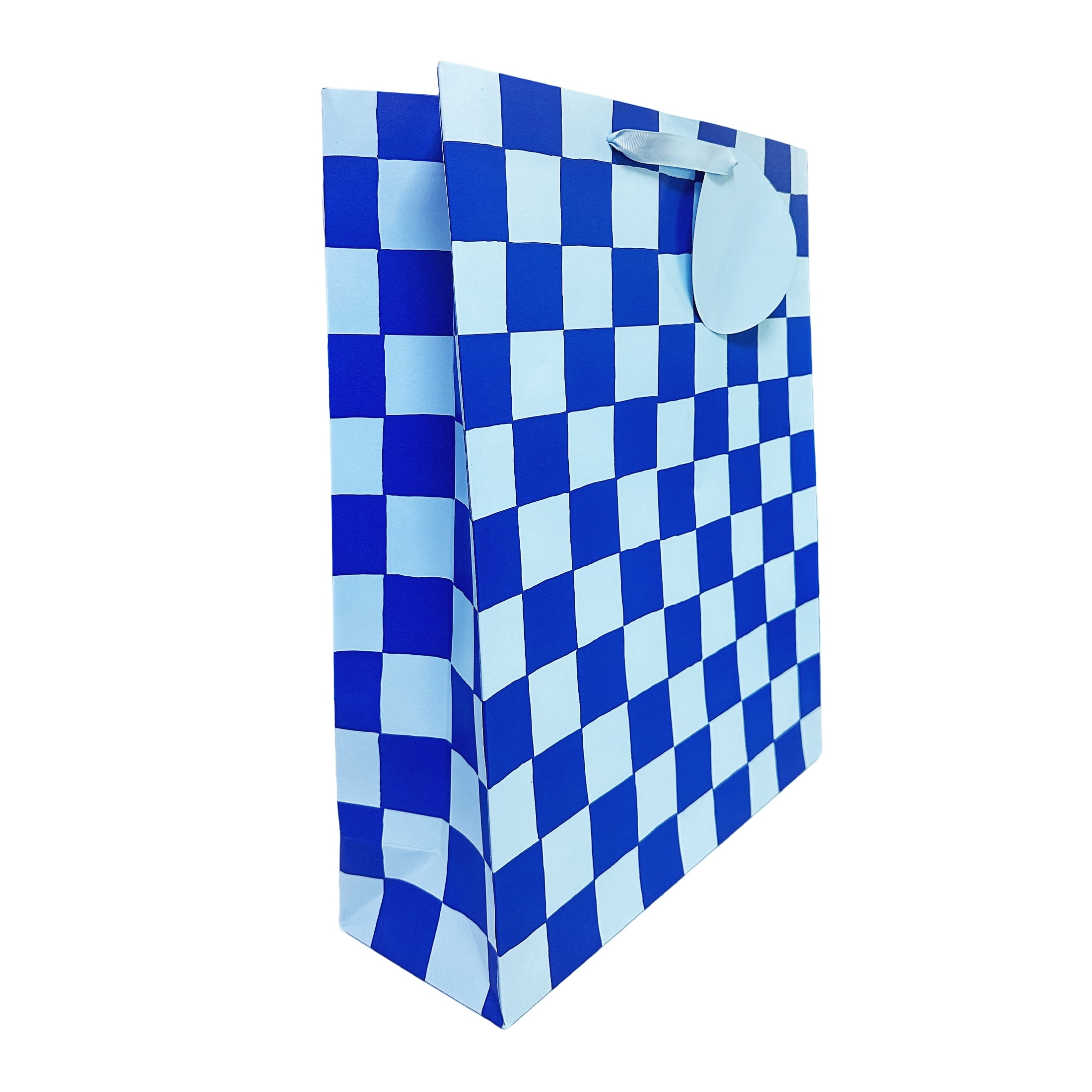 Jumbo Blue Check  Paper Gift Bag,14.5" x 5" x 18",By Way To Celebrate