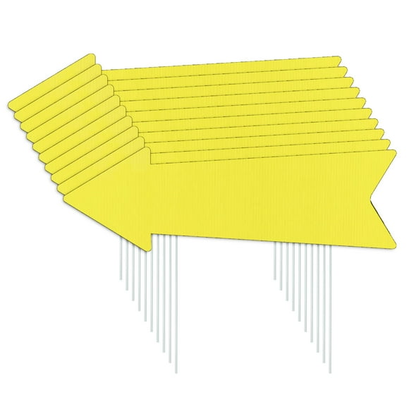 Letreros amarillos de Arrow Yard LIKOSEA, 16 x 5 pulgadas, impermeables, 10 unidades