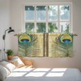 thumbnail image 4 of Retro Peacock Feathers Tier Curtains, Vintage Abstract Art Light Filtering Kitchen Curtains, 2Pcs Rod Pocket Half Window Treatments Panels for Sink Cafe Cabinet Camper 27.5x24 Inches, 4 of 9