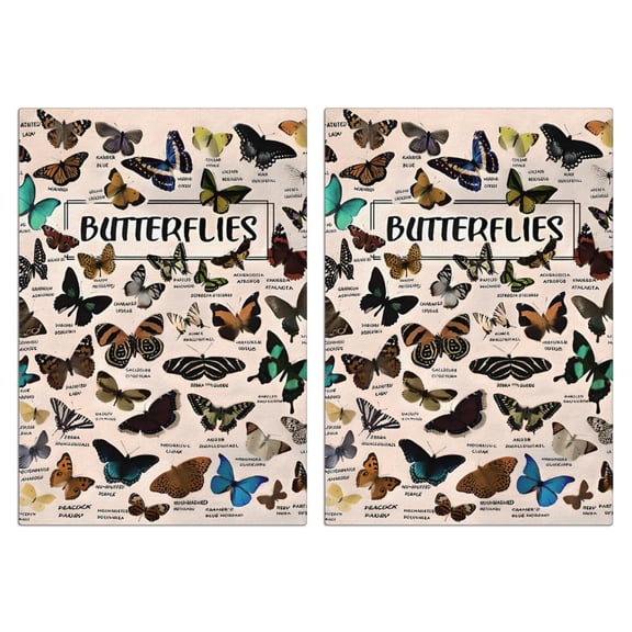 2 Pcs Funny Kitchen Towels,Butterfly Species Chart Microfiber Dish Towels,Kitchen Tea Towels,Kitchen Towel Set (18" X 26")