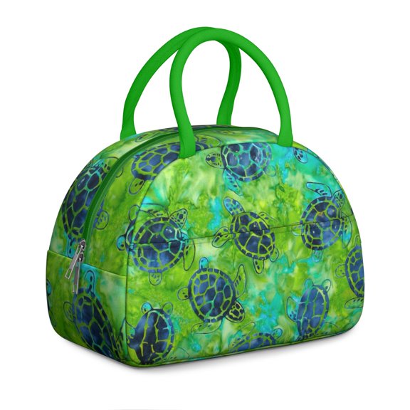 Insulated Lunch Bag Women, Reusable Green Watercolor Sea Turtles Tote Lunch Box, Leakproof Cooler Lunch Bags for Work Office Travel Picnic