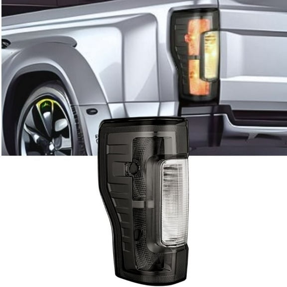 Tail Light Assembly Compatible with 2017-2019 Ford F-250 F-350 Super Duty Driver and Passenger Side Smoke Red Rear Brake Lamps Replacement Taillights