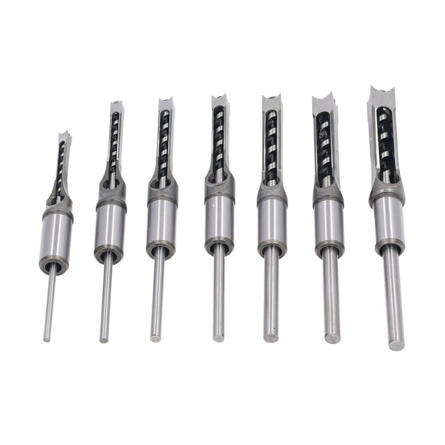 Juego de brocas cuadradas, 7 piezas, brocas de cincel para embutir cuadradas para carpintería, brocas cuadradas para carpintería, rendimiento sólido