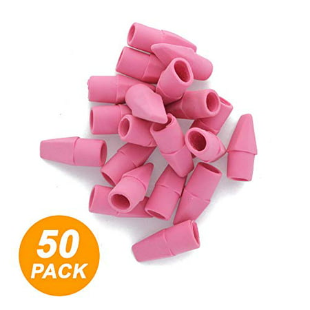 Emraw Pencil Top Erasers Pink Color Fun Mini Chisel Shaped Eraser Top Cap for Any Standard Pencil - Use in School, Home & Office (50 (Best Eraser For Sketching)