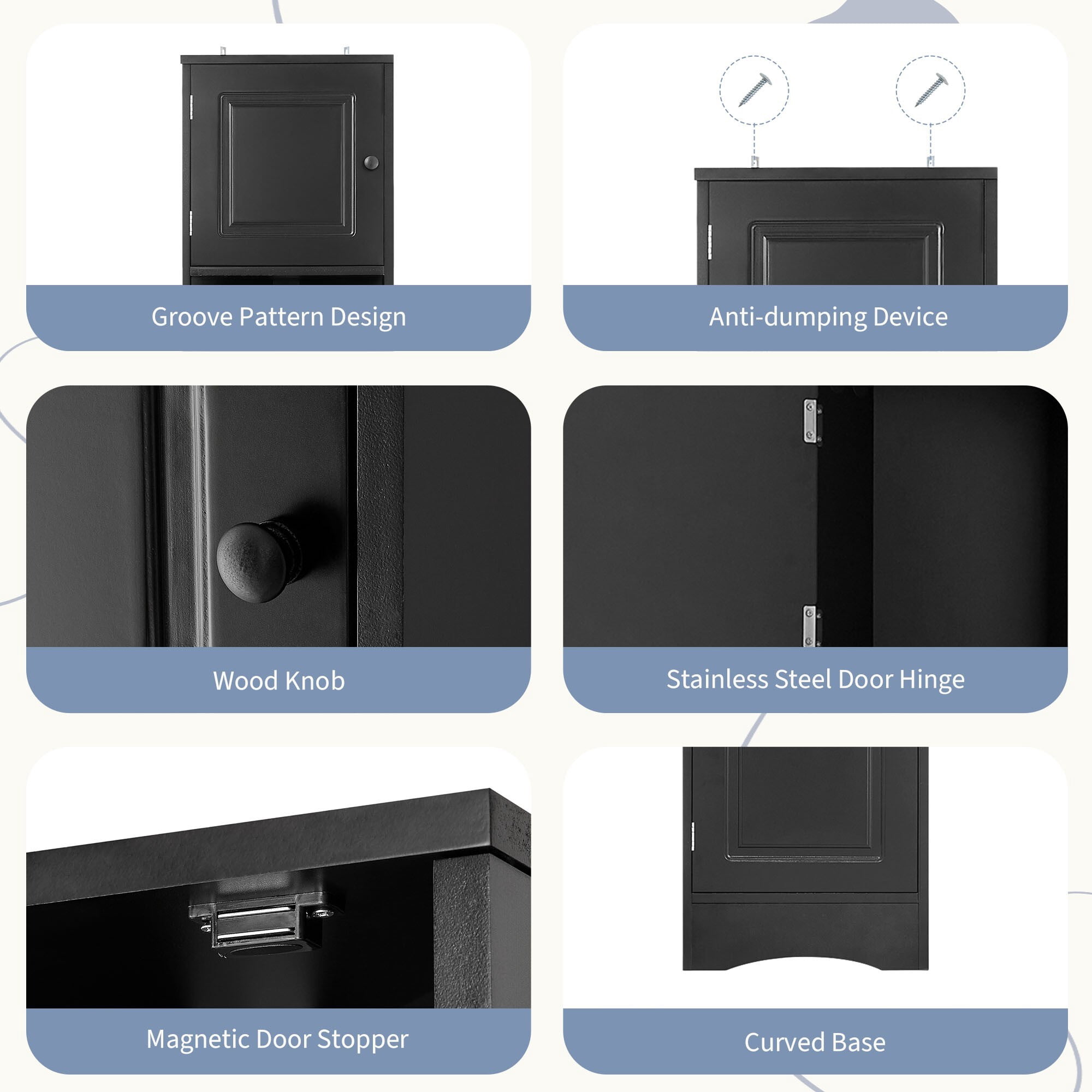 AENKYO 66.9" Corner Bathroom Cabinet with Adjustable Shelves, Tall Space-Saving Organizer for Bathrooms, Black