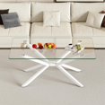 thumbnail image 3 of Rectangle Modern Glass Coffee Table,Clear Tempered Glass Top Coffee Table for Living Room,White Metal Tubular Legs Cocktail Table Glass Centre Table for Living Room, 39”Lx23.6”Wx17”H, 3 of 7