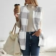 thumbnail image 4 of HAJWOH Women's Plaid Vest Button Down Sleeveless Shacket Shirt Jacket Light Gray XXL, 4 of 5