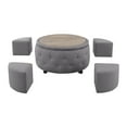 thumbnail image 2 of AC Pacific Matt Round Storage Ottoman with Reversible Tray Top, Dark Grey, 2 of 6