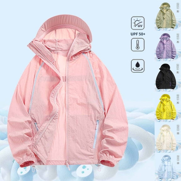 Noric Women's UPF50 Sun Protection Jacket Hooded Long Sleeve Lightweight Windbreaker Zip Up Casual Summer with Pockets