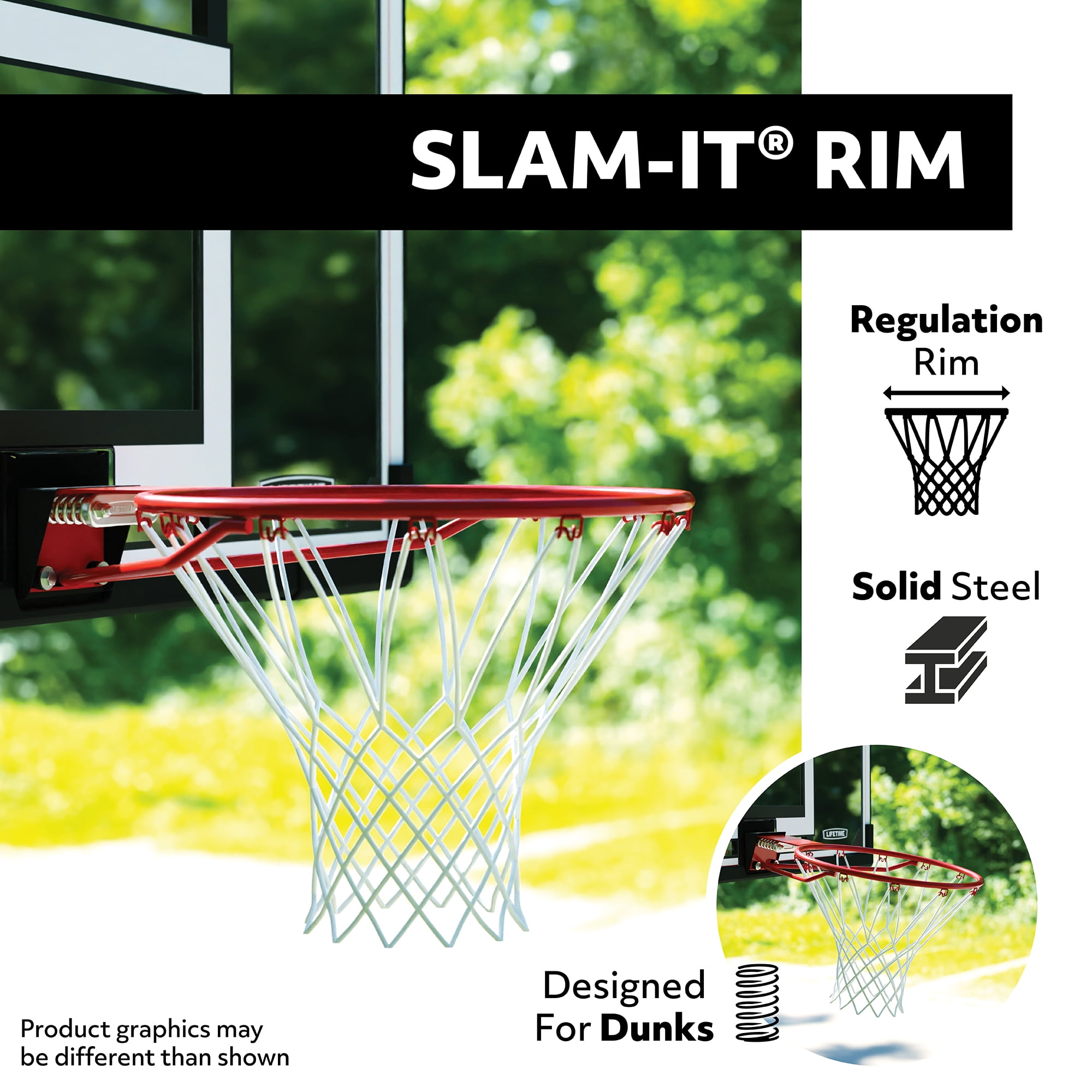 Lifetime Basketball Backboard and Rim Combo, 44 inch Polycarbonate (73650)