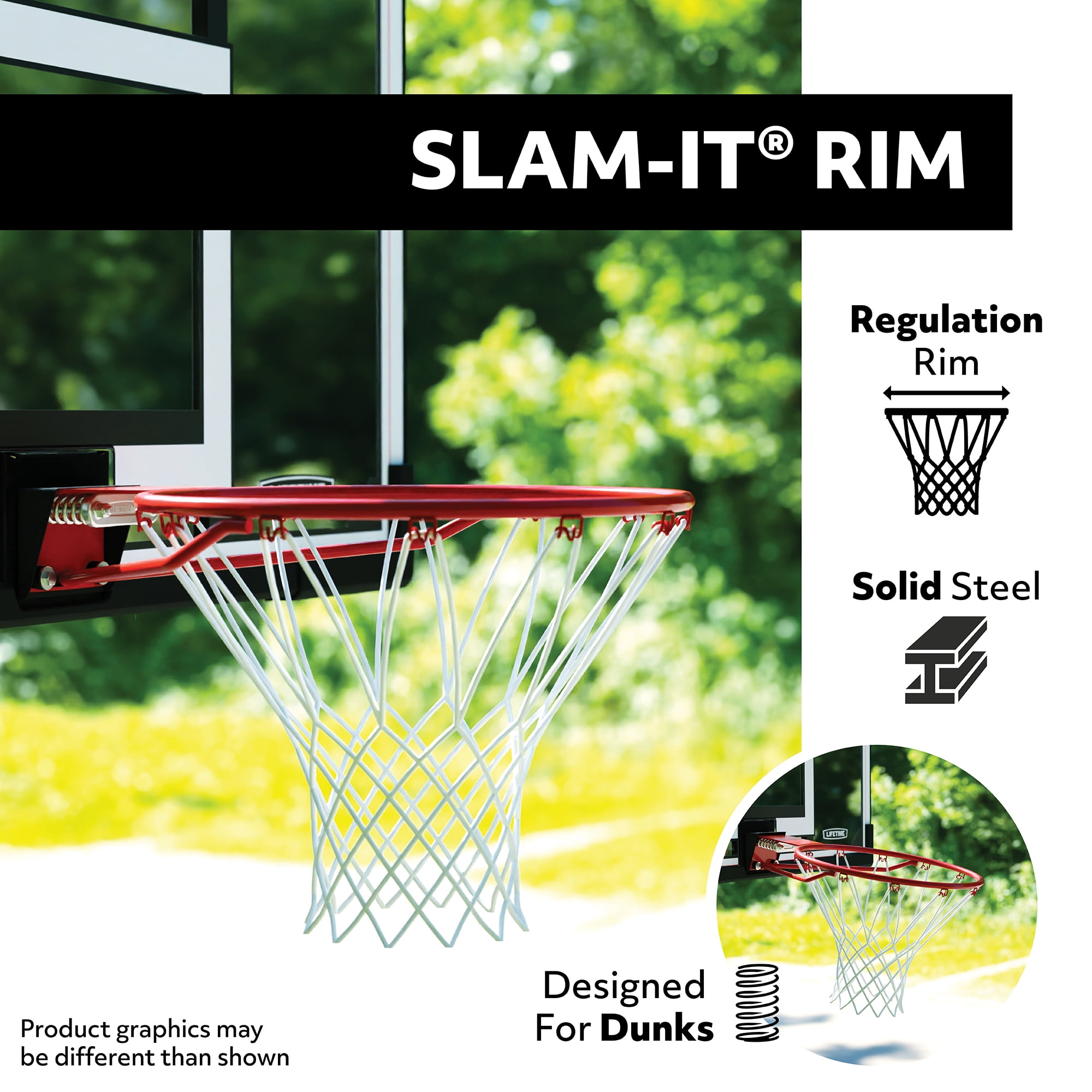 Polycarbonate Rim inch Basketball and Lifetime Backboard 50 (90086) Combo,