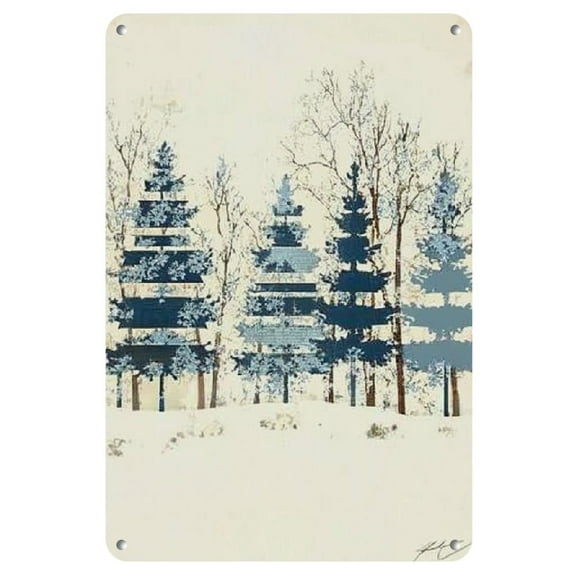 1pc Vintage Christmas Tree Metal Wall Art Sign, 8x12 Inch, Navy Blue Holiday Decor with Rustic Iron Design - Easy to Install on Wall, Door, or Fence, Festive Home Decor for Living Room, Kitchen