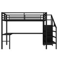 thumbnail image 6 of Youmumeub Queen Metal High Loft Bed with Sturdy Stairs, Adjustable Shelf Wardrobe & L-Desk, 350 lb Capacity, USB Charging and LED Strip, Industrial Modern Black, No Box Spring, 6 of 18