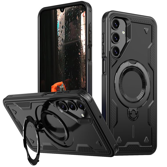 TECH CIRCLE Magnetic Case for Galaxy A15, [Compatible with MagSafe] Built in 360° Rotatable Ring Holder Kickstand Slim Shockproof Protective Phone Case for Galaxy A15 6.5" 2024,Black