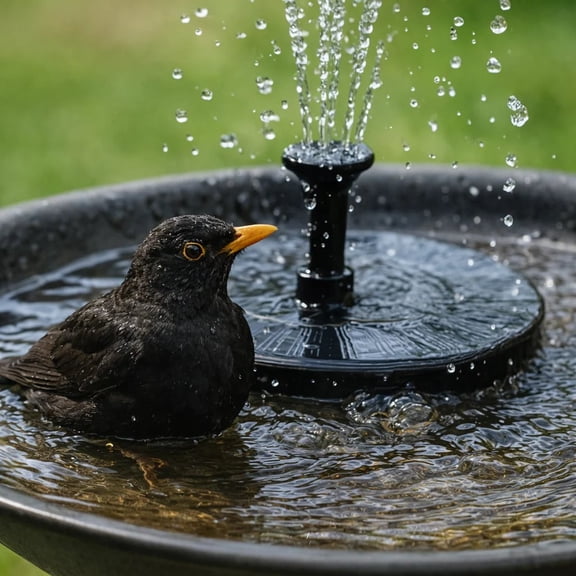 Lunxisen 1 Pcs Solar Powered Garden Fountain Water Pump Outdoor Bird Bath Pool Decor Flowing Feature