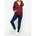 thumbnail image 4 of A2Y Women's Causal Basic Simple Zip Up Hoodie Sweat Jacket Burgundy L, 4 of 5