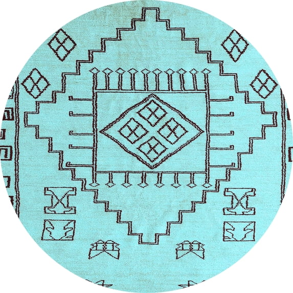 Ahgly Company Indoor Round Solid Light Blue Modern Area Rugs, 8' Round