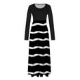 thumbnail image 5 of hotojiny Fall Dresses for Women Long Sleeve Crew Neck Fashion Patchwork Maxi Dress Party Cocktail Long Dress, 5 of 5